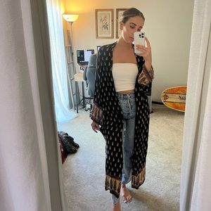 Boho Print Maxi Kimono